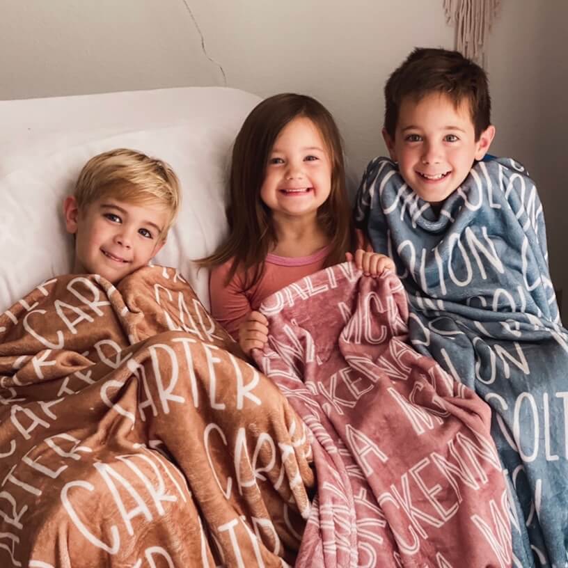 Custom Solid Color & Font Personalized Toddler Blanket - Image 2