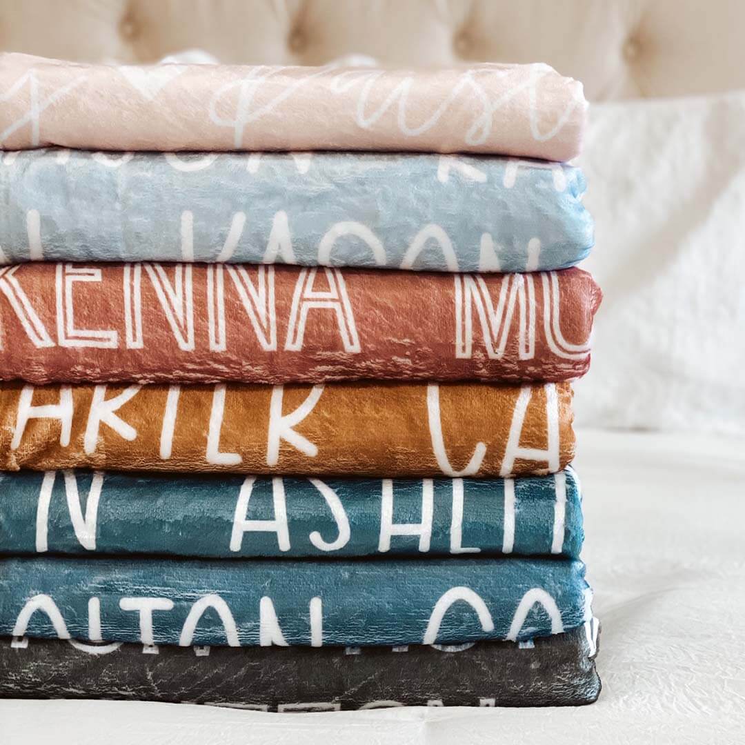 Custom Solid Color & Font Personalized Toddler Blanket - Image 5