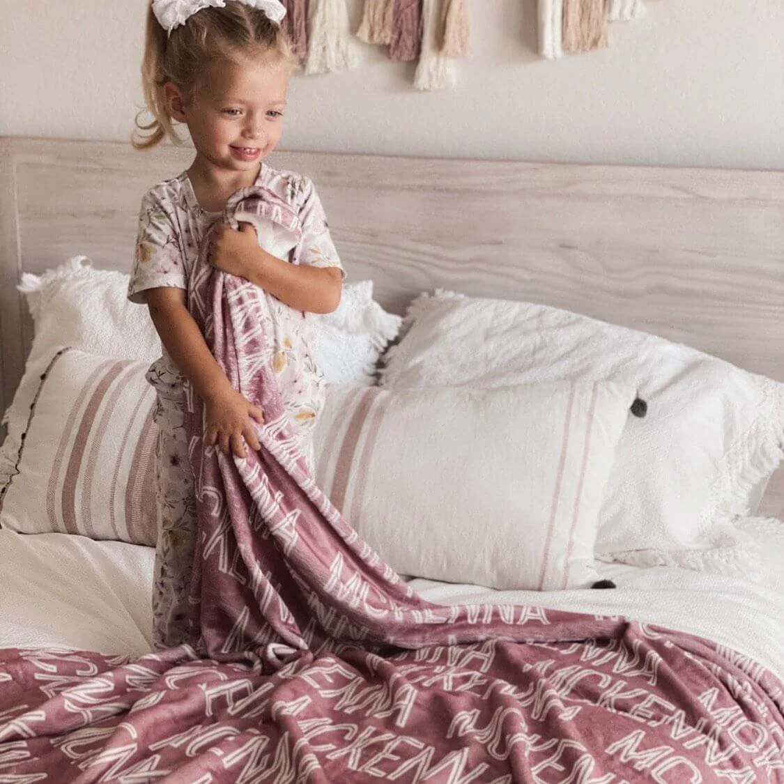 Custom Solid Color & Font Personalized Toddler Blanket - Image 8