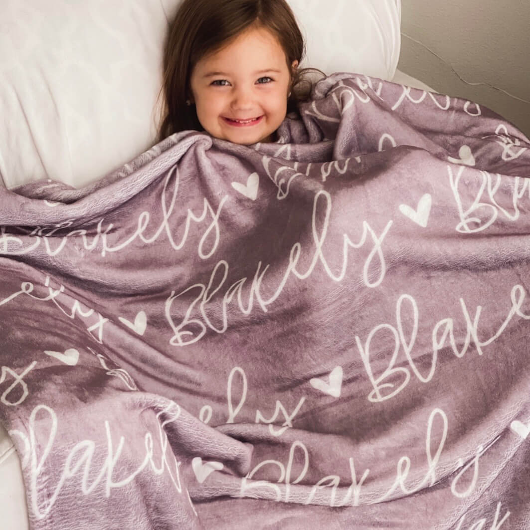 Custom Solid Color w/ Hearts Personalized Blanket - Image 2