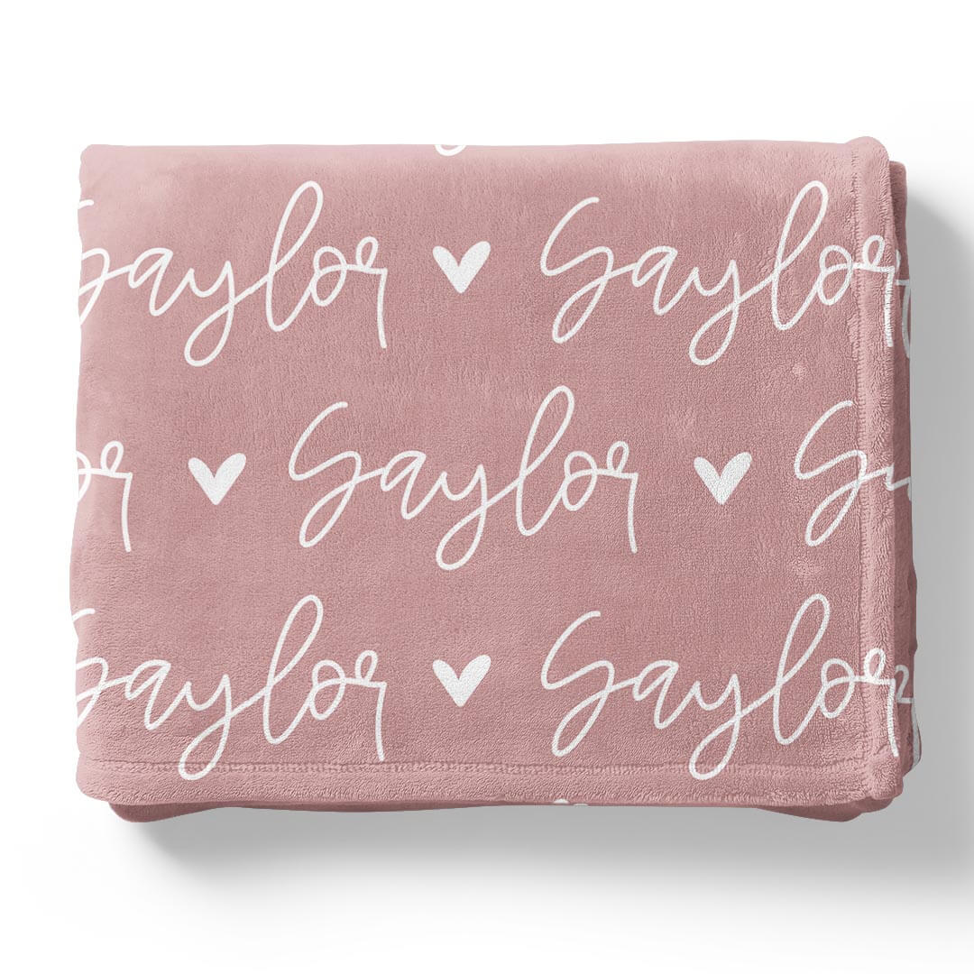 Custom Solid Color w/ Hearts Personalized Blanket - Image 7