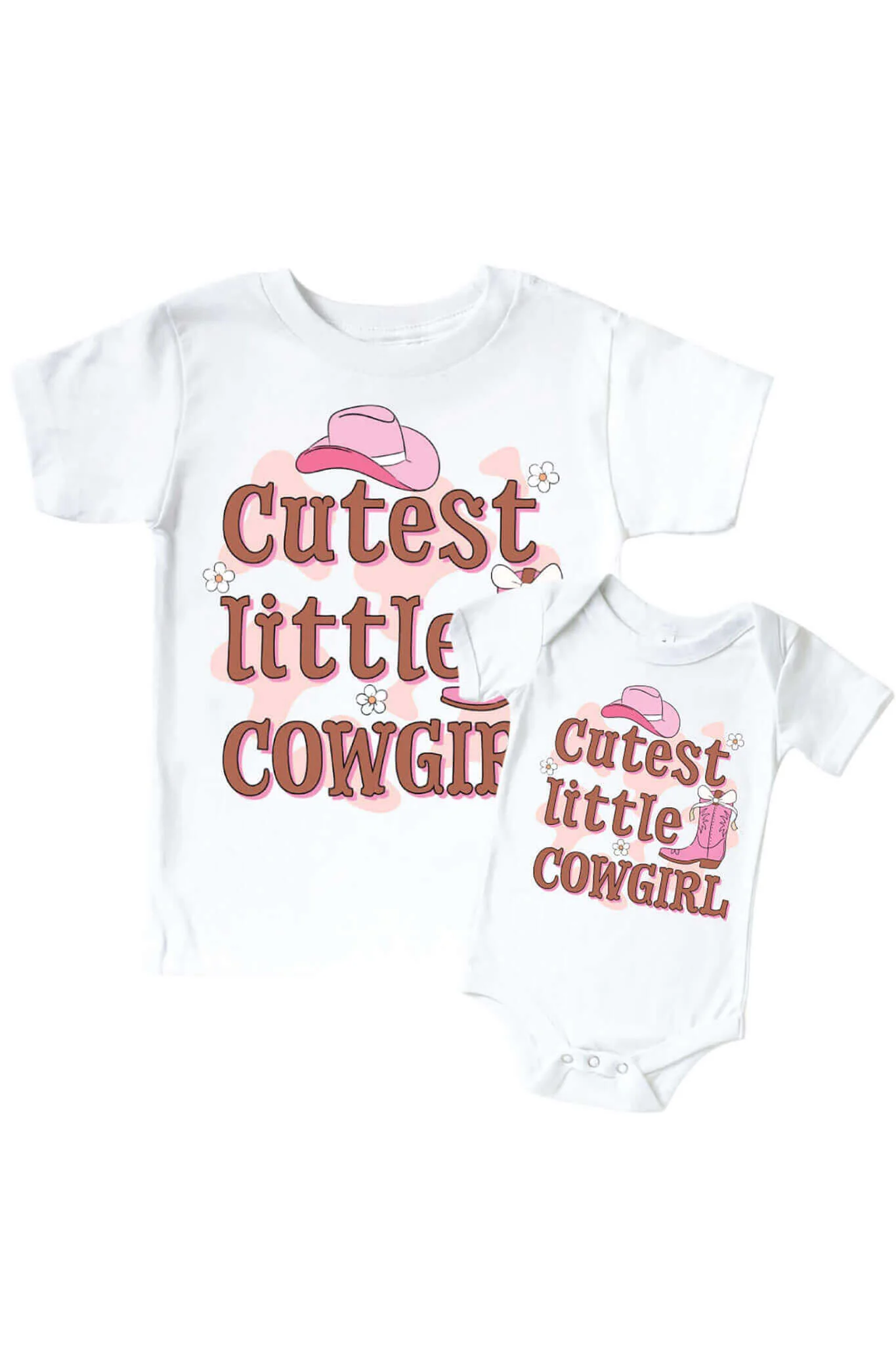 Cutest Little Cowgirl Graphic Bodysuit & Kids Tee | White