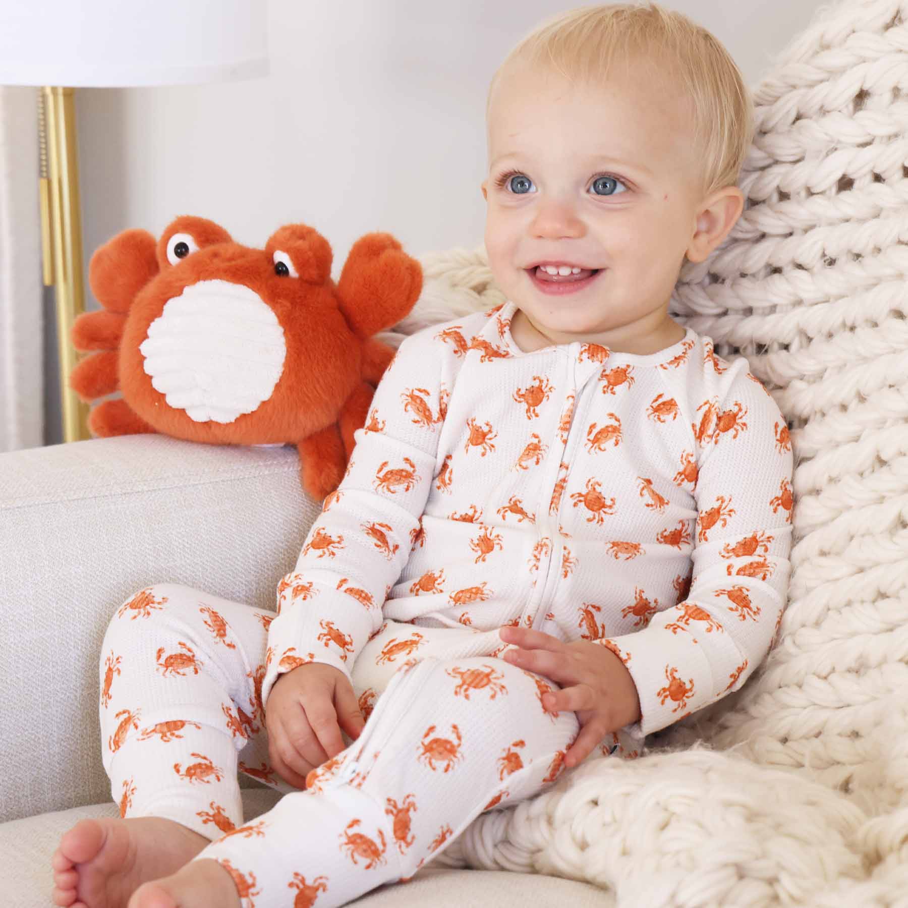 Cutie Crabs Bamboo Waffle Convertible Zip Romper - Image 10