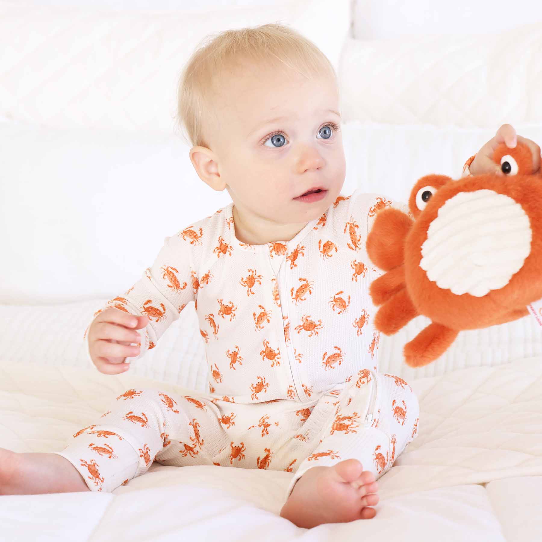 Cutie Crabs Bamboo Waffle Convertible Zip Romper - Image 11