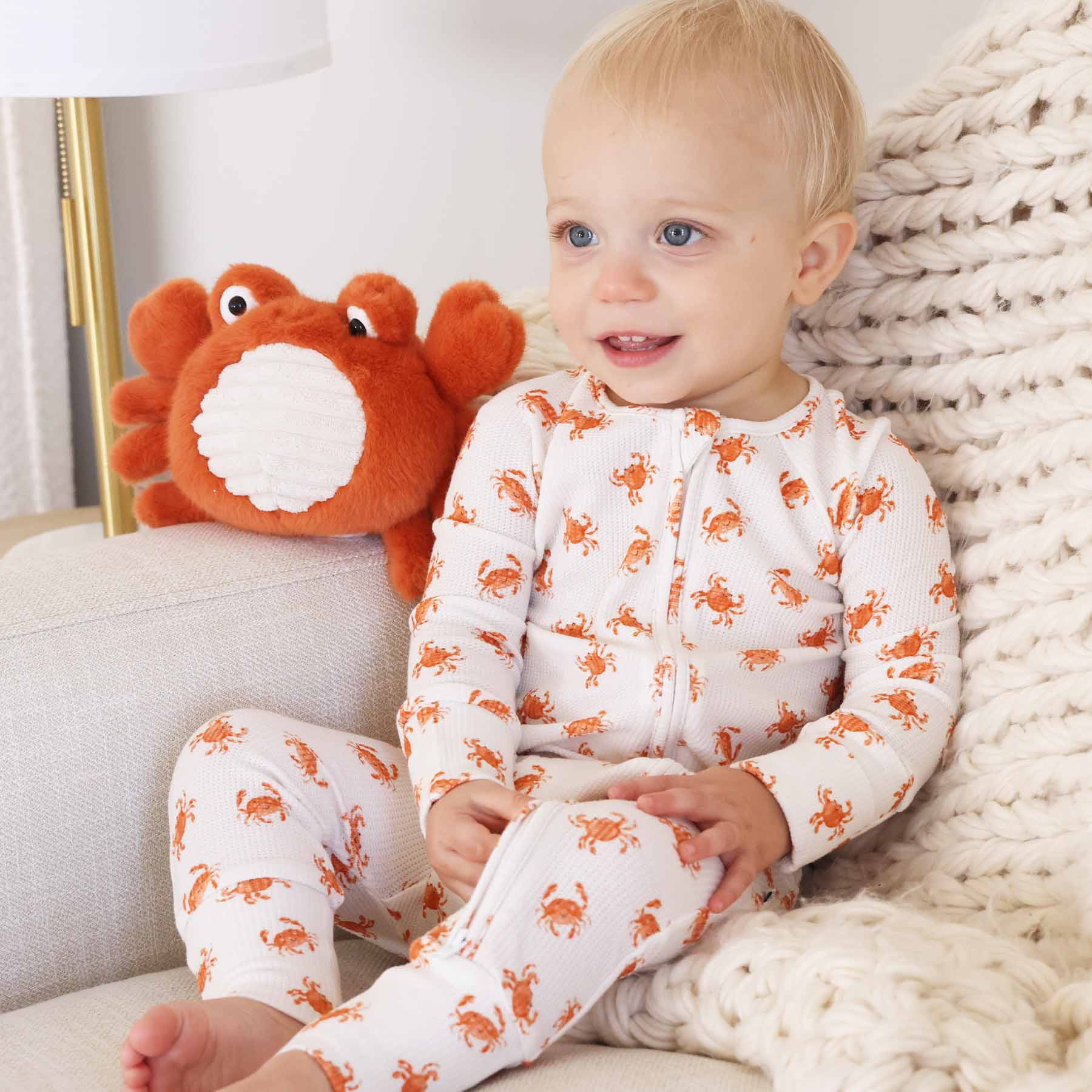 Cutie Crabs Bamboo Waffle Convertible Zip Romper - Image 12