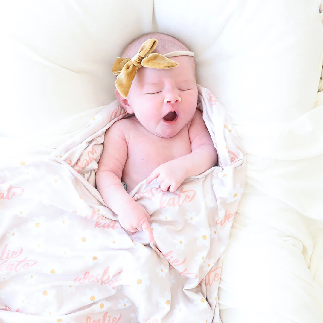 Darling Daisies Personalized Baby Name Swaddle Blanket - Image 5