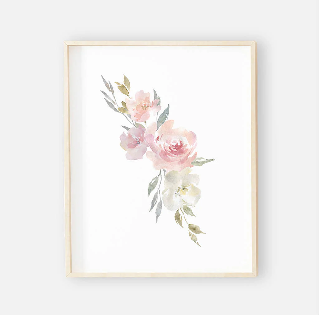 Delaney Dusty Blush Floral Bundled Digital Nursery Art - Image 2