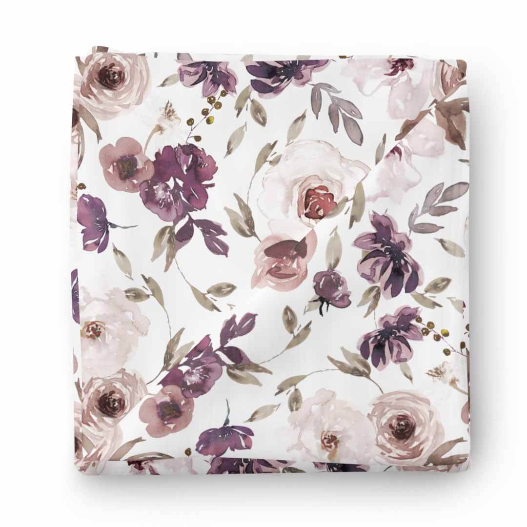 Demi's Dusty Purple Floral Oversized Swaddle Blanket - Image 3