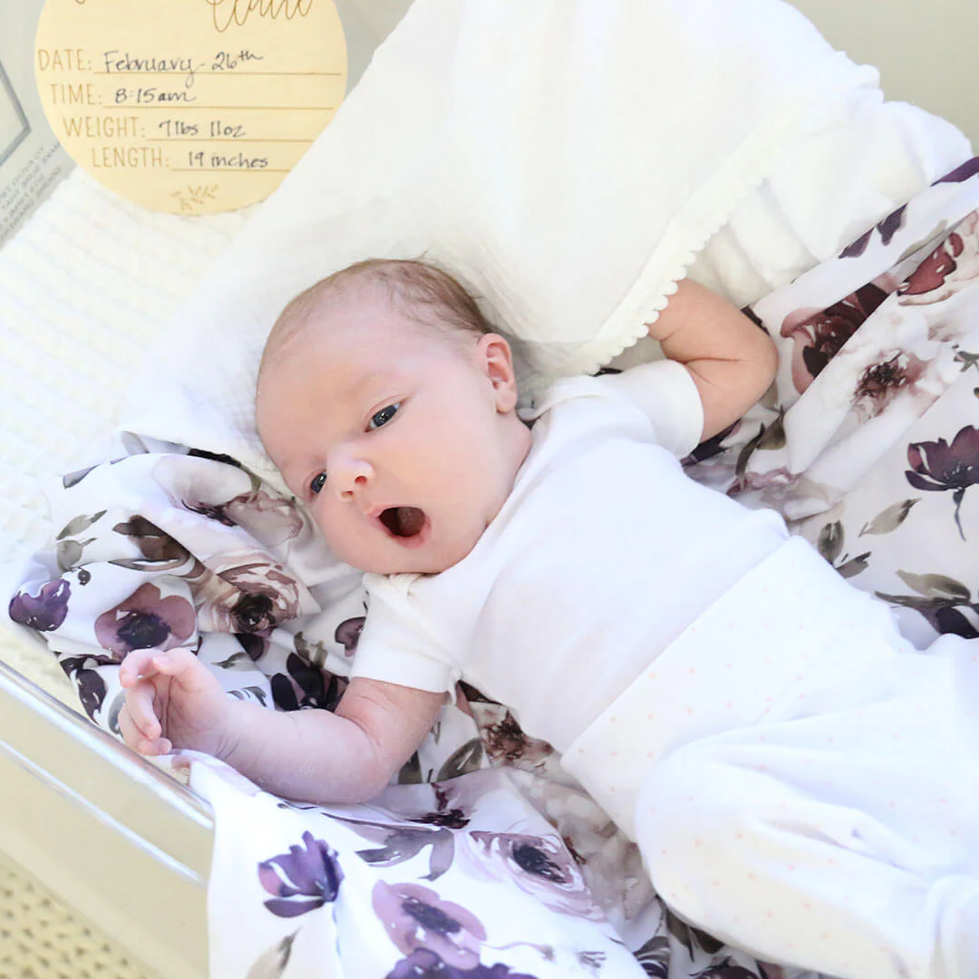 Demi's Dusty Purple Floral Oversized Swaddle Blanket - Image 4