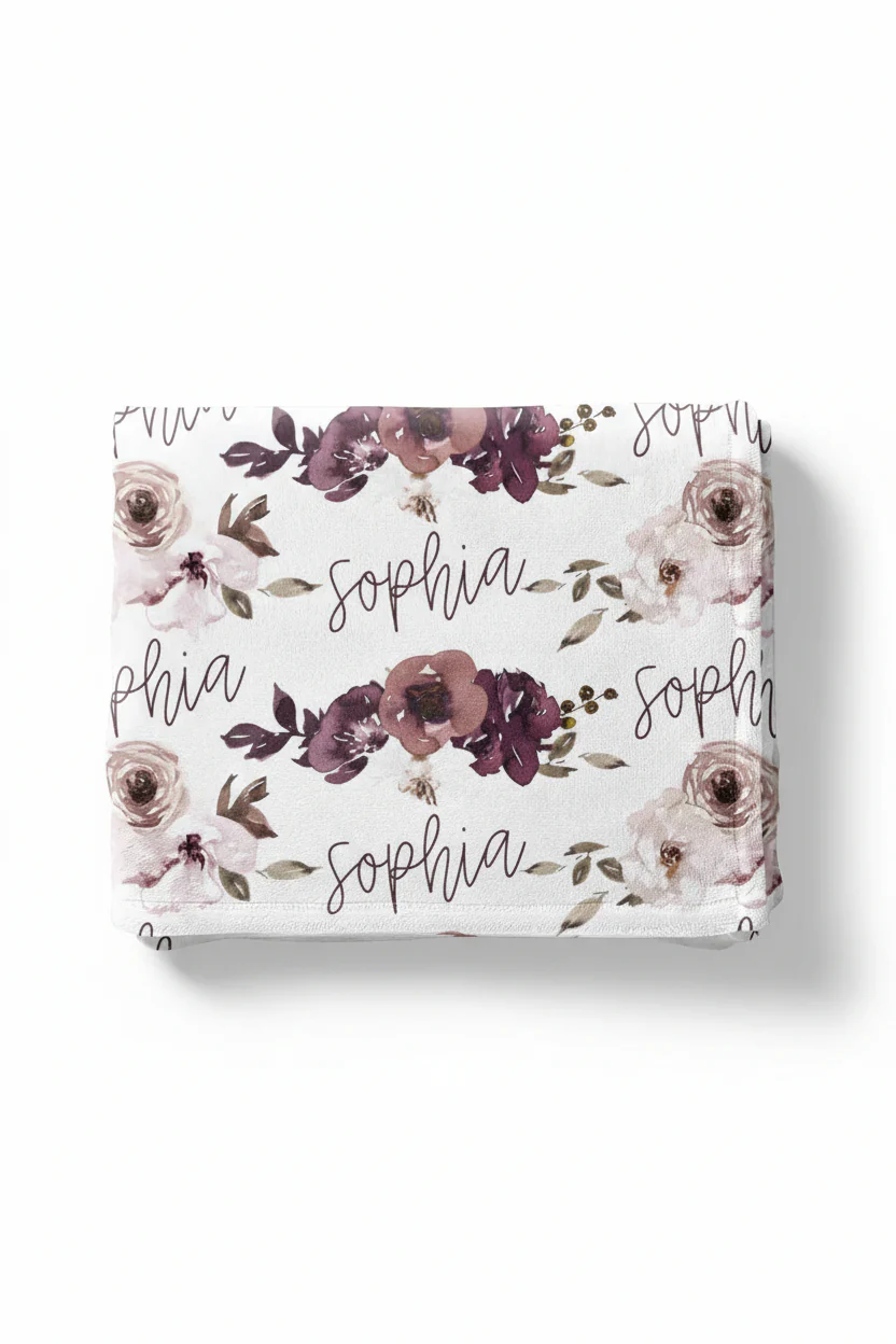 Demi's Dusty Purple Floral Personalized Toddler Blanket