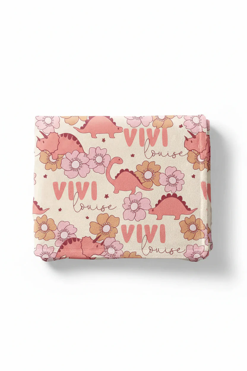 Dino Diva Personalized Kids Blanket