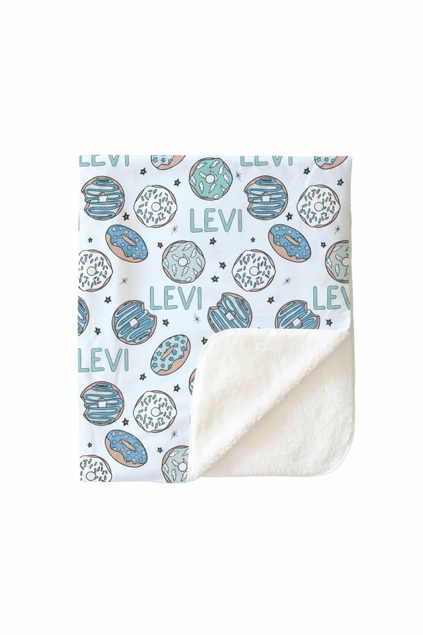 Donut Shop Personalized Kids Blanket | Blue - Image 3
