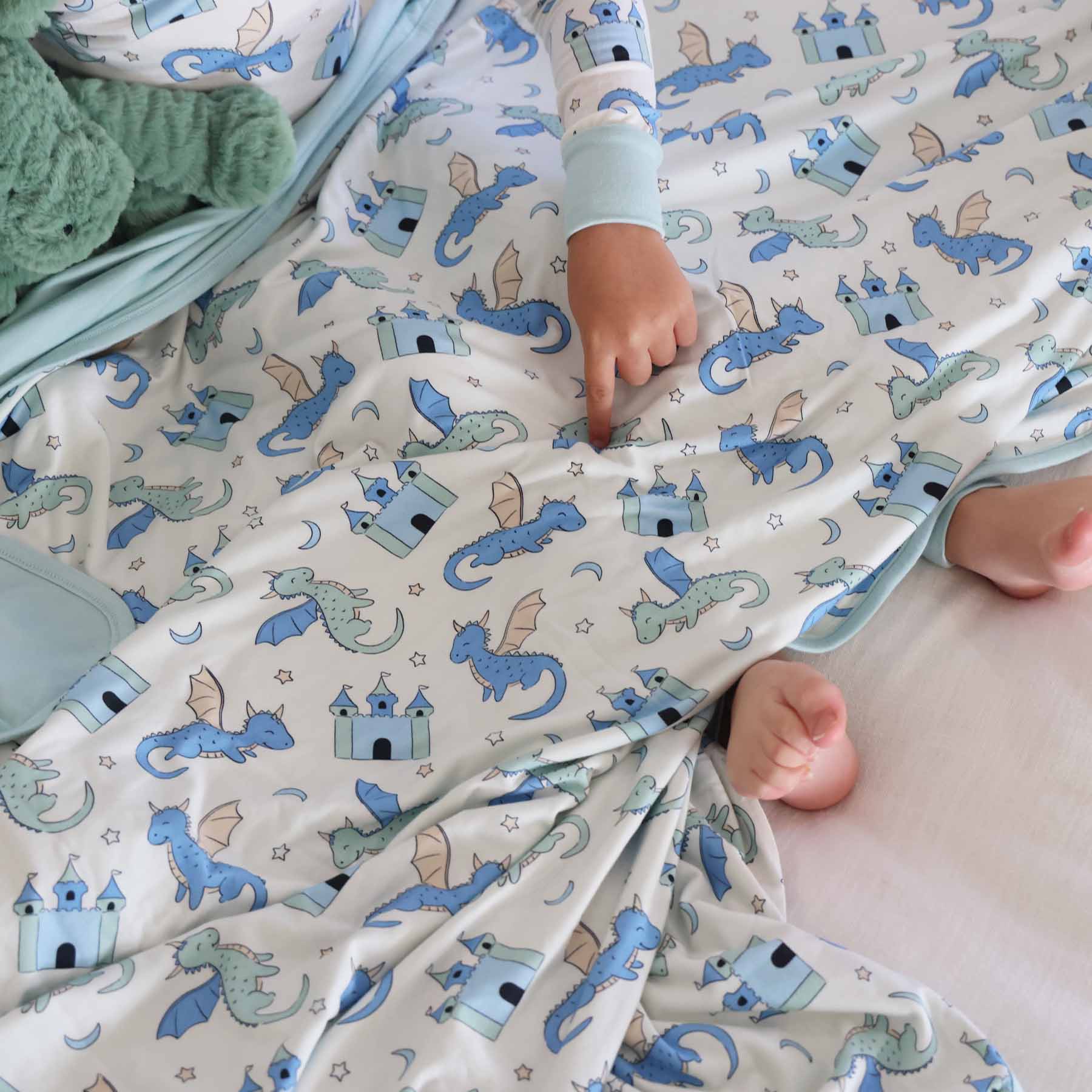 Dragon Adventure Double Sided Bamboo Blanket | Blue - Image 5