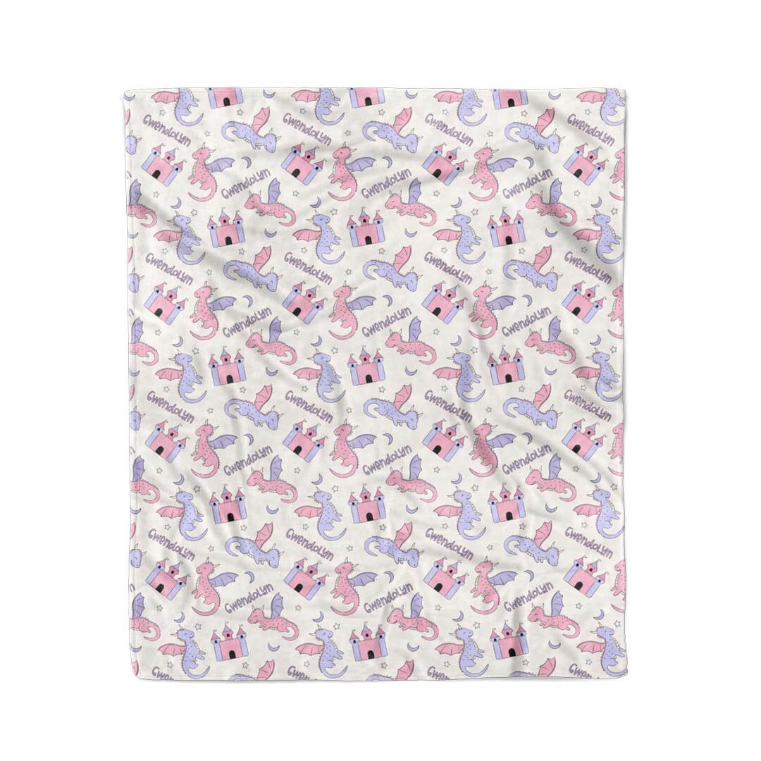 Dragon Adventure Personalized Kids Blanket | Pink - Image 4