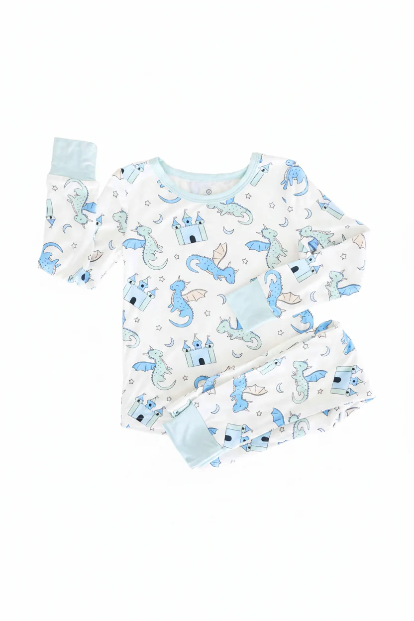 Dragon Adventure Two Piece Pajama Set | Blue - Image 6