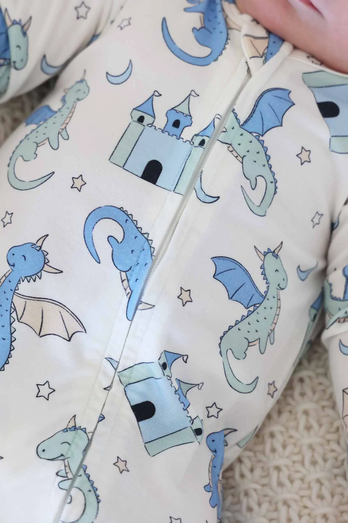 Dragon Adventure Zipper Footie | Blue - Image 3