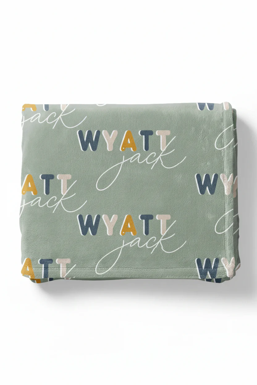 Dusty Moss Retro Personalized Toddler Blanket