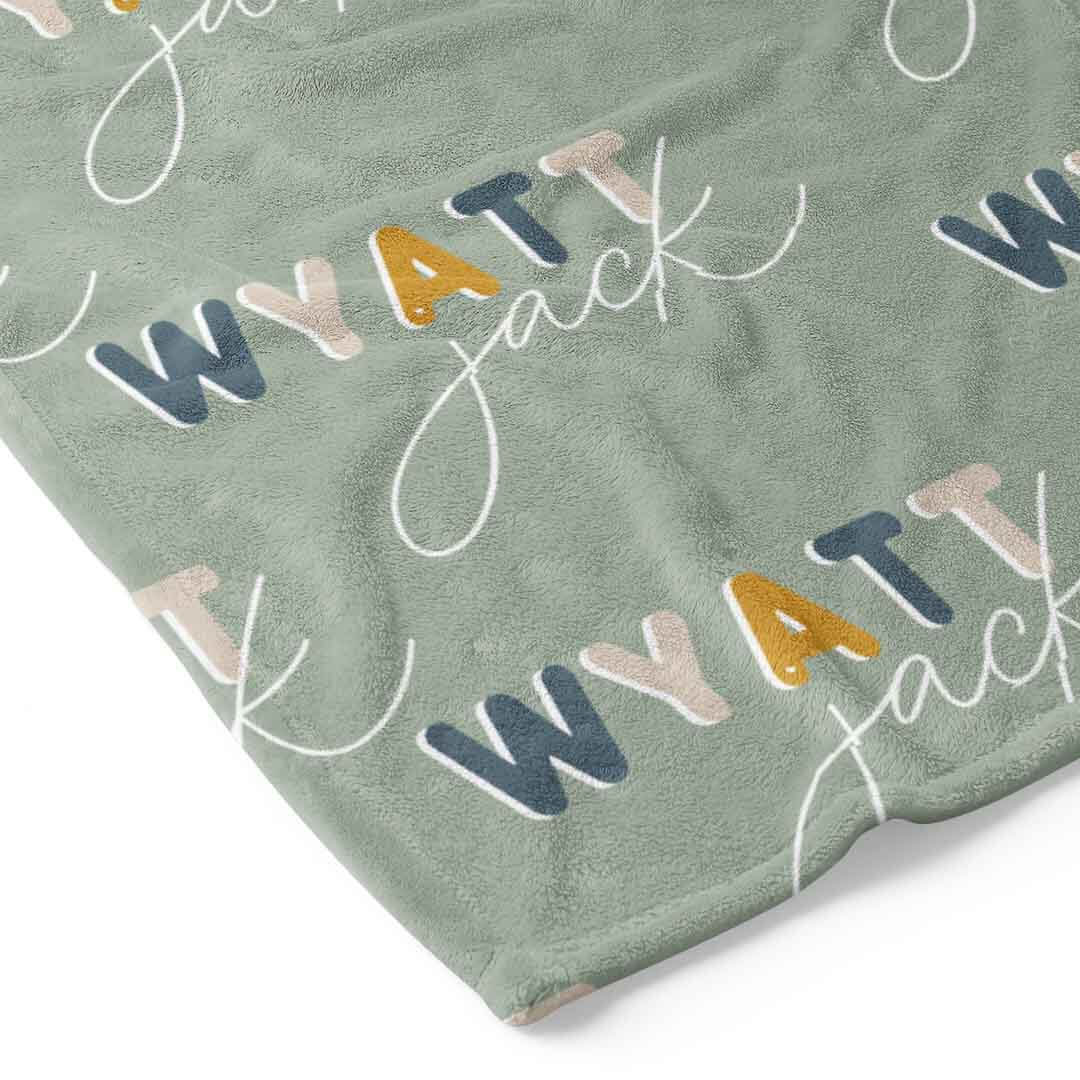 Dusty Moss Retro Personalized Toddler Blanket - Image 2