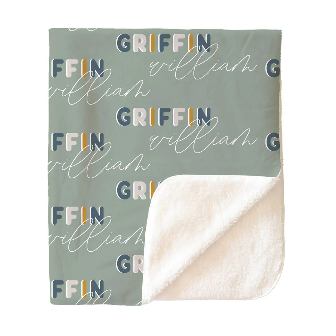 Dusty Moss Retro Personalized Toddler Blanket - Image 3