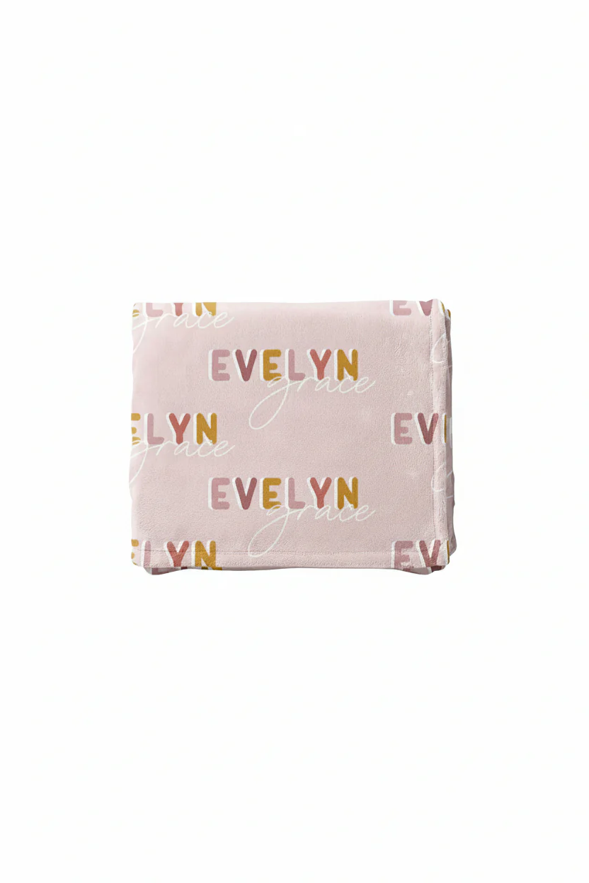 Dusty Pinks Retro Personalized Toddler Blanket