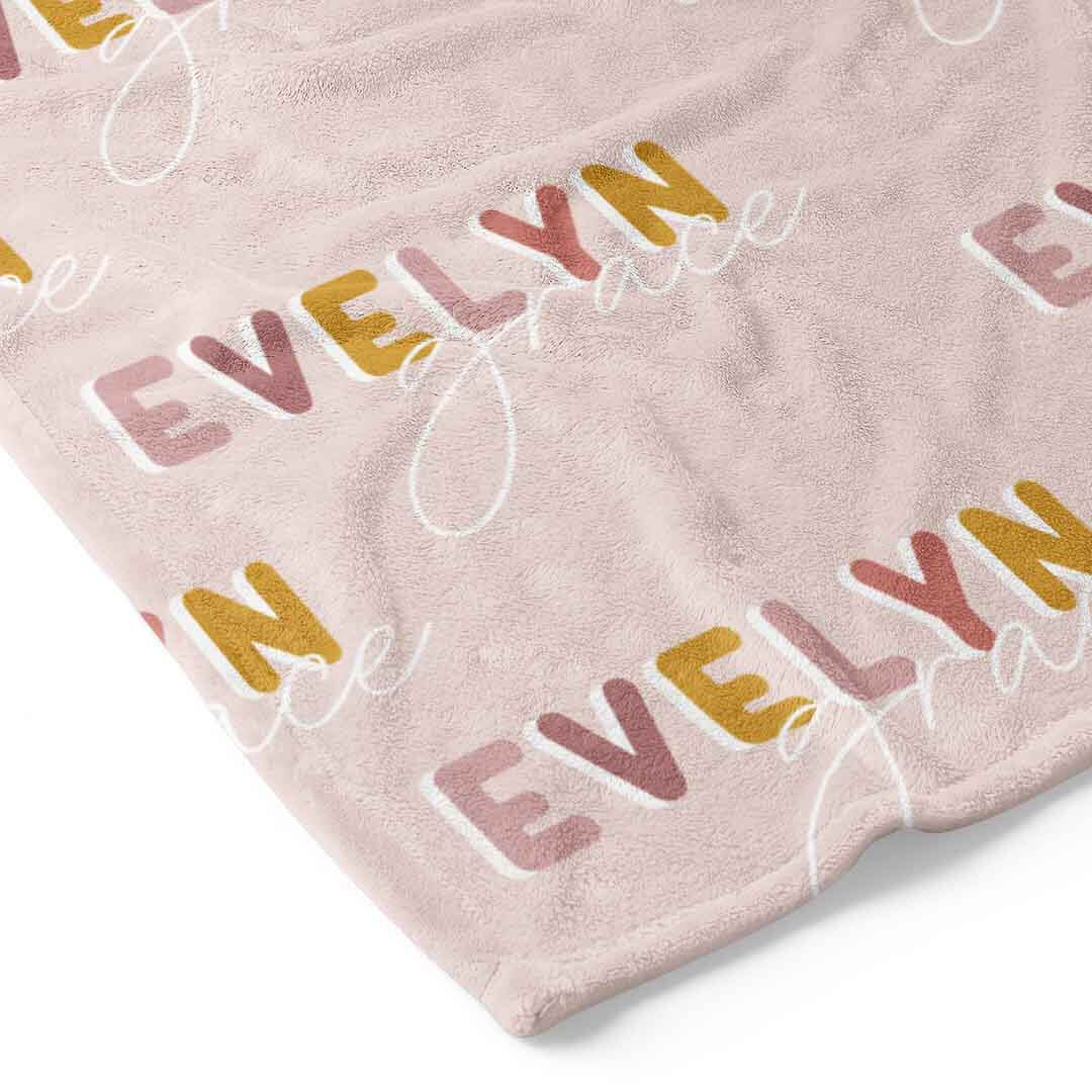 Dusty Pinks Retro Personalized Toddler Blanket - Image 2