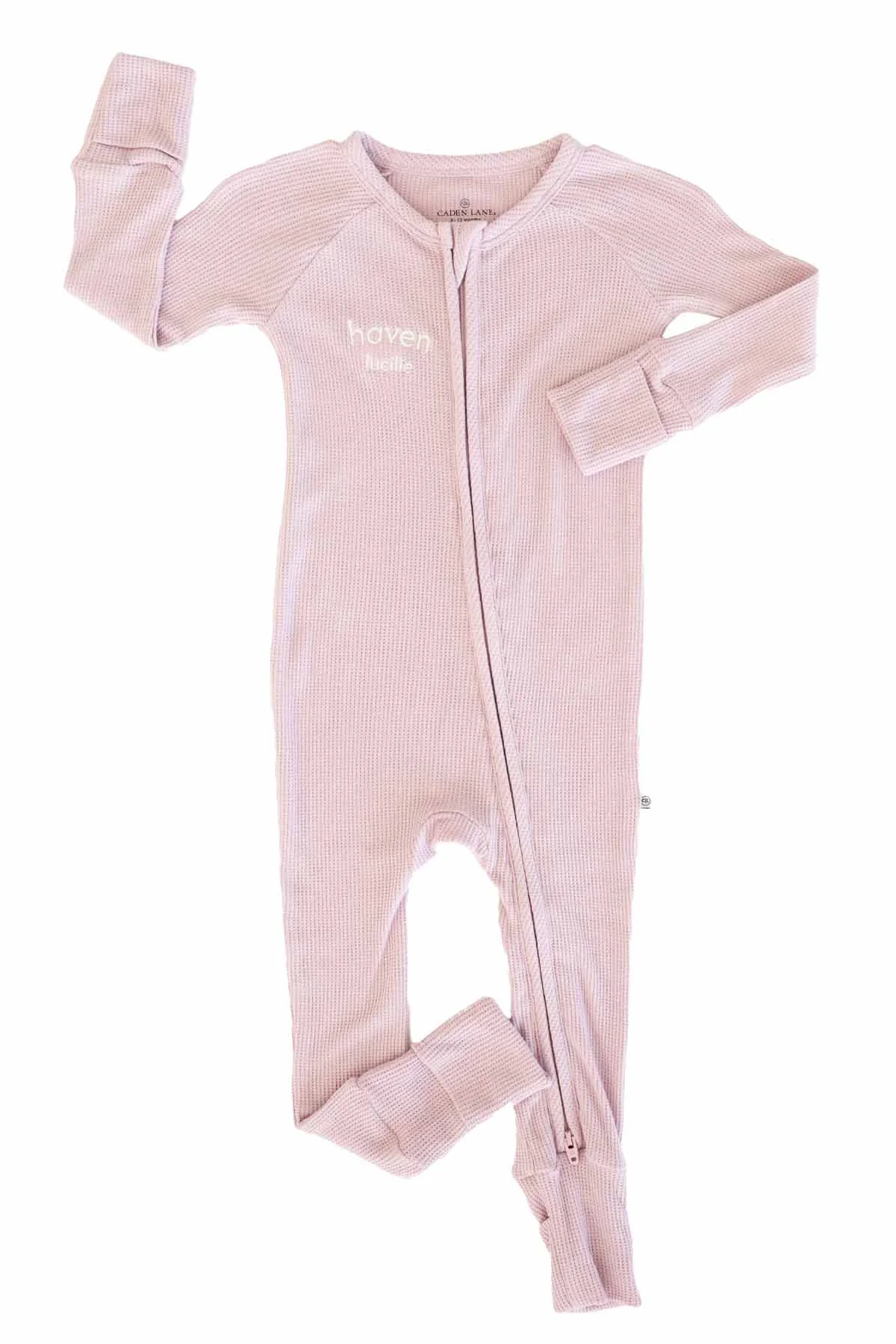 Embroidered Bamboo Waffle Convertible Zip Romper | Elderberry