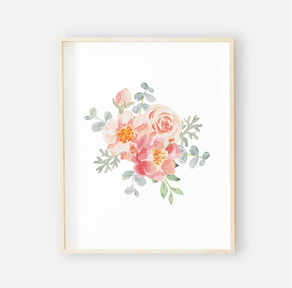 Ella's Dusty Rose Floral Digital Nursery Art Bundle - Image 2