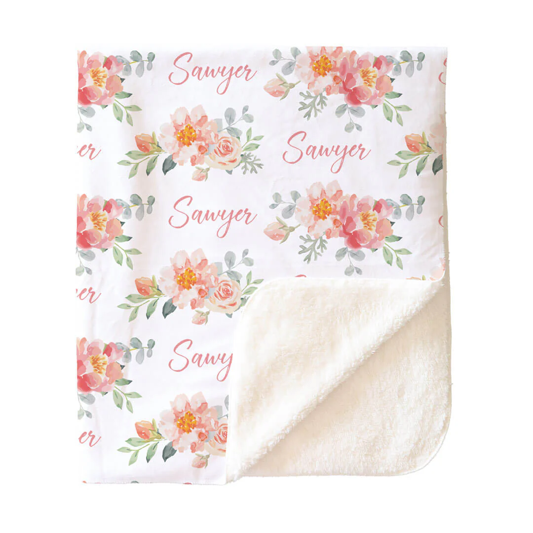 Ella's Vintage Dusty Rose Personalized Toddler Blanket - Image 3