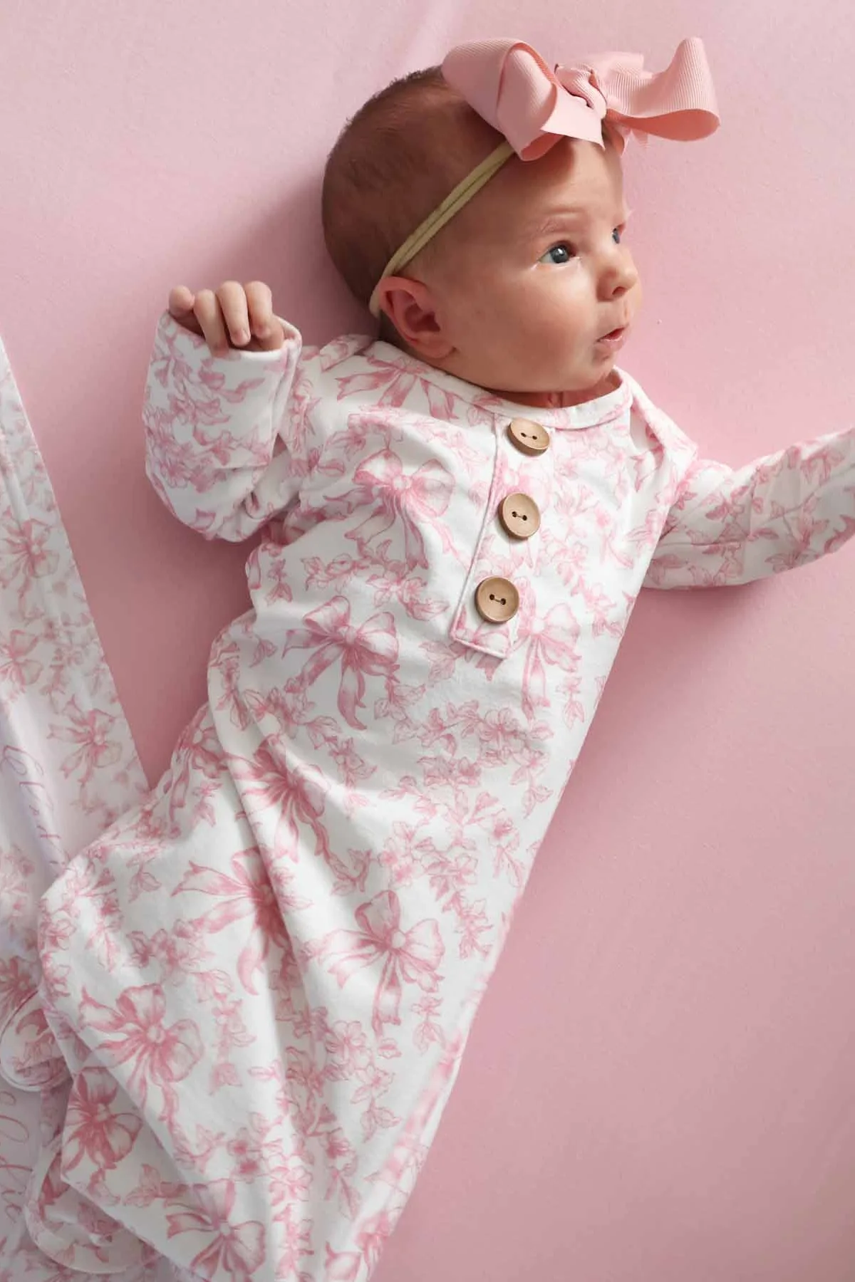 Fancy Frills Newborn Baby Knot Gown & Hat Set