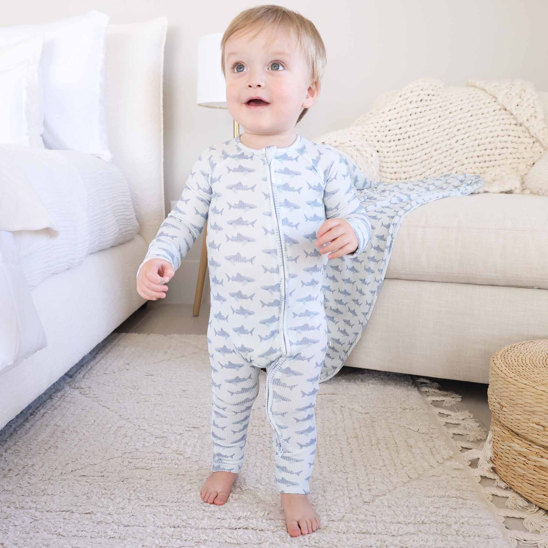 Fins Up Bamboo Waffle Convertible Zip Romper - Image 11