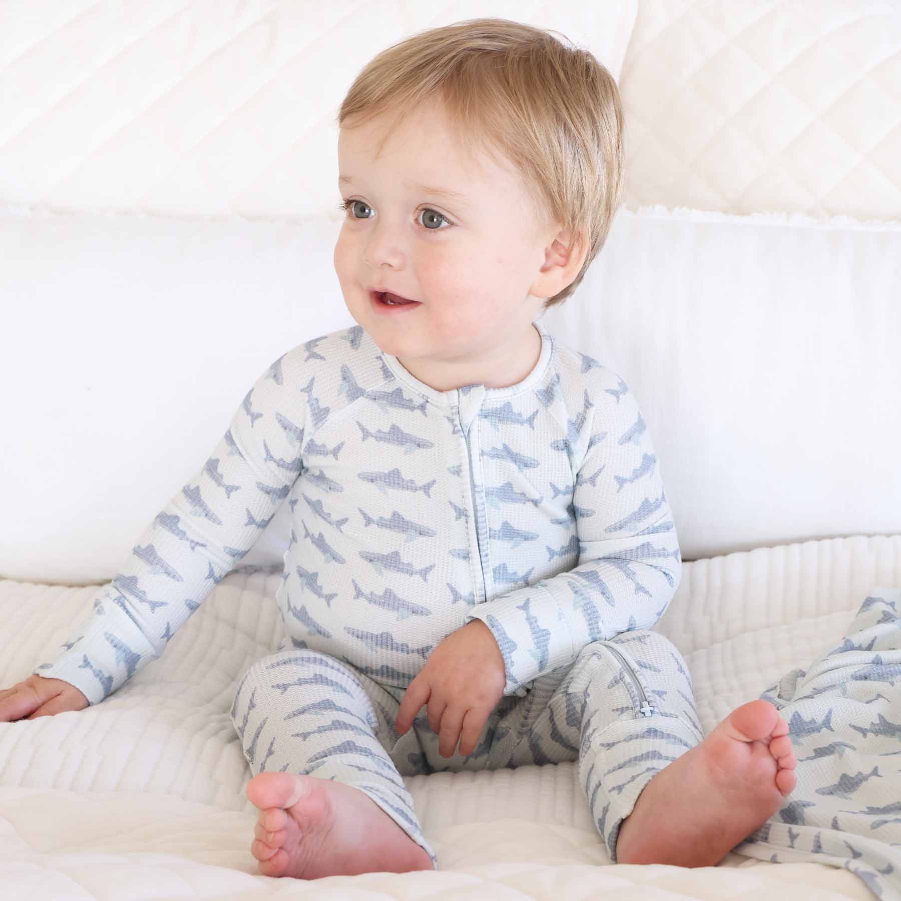 Fins Up Bamboo Waffle Convertible Zip Romper - Image 6