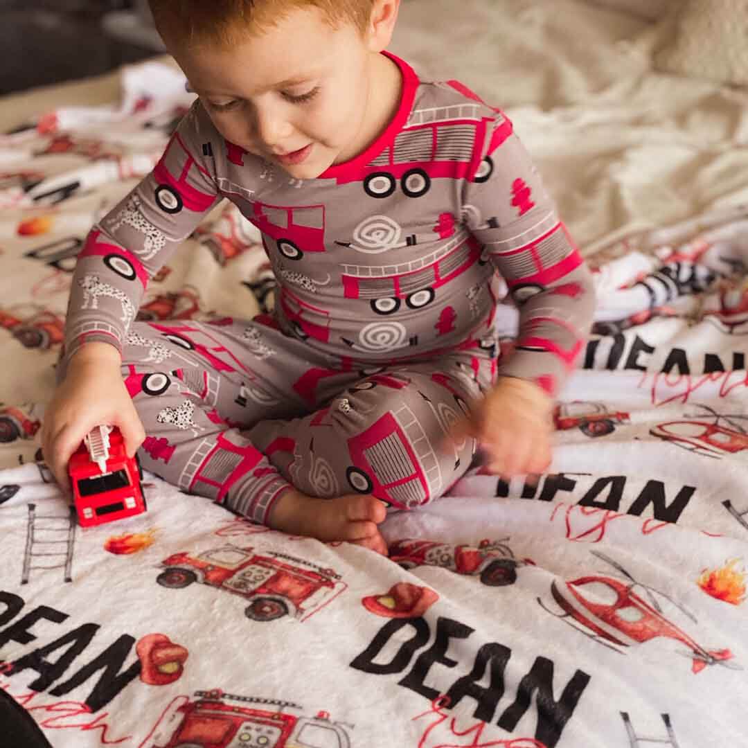Firetrucks Personalized Toddler Blanket - Image 2