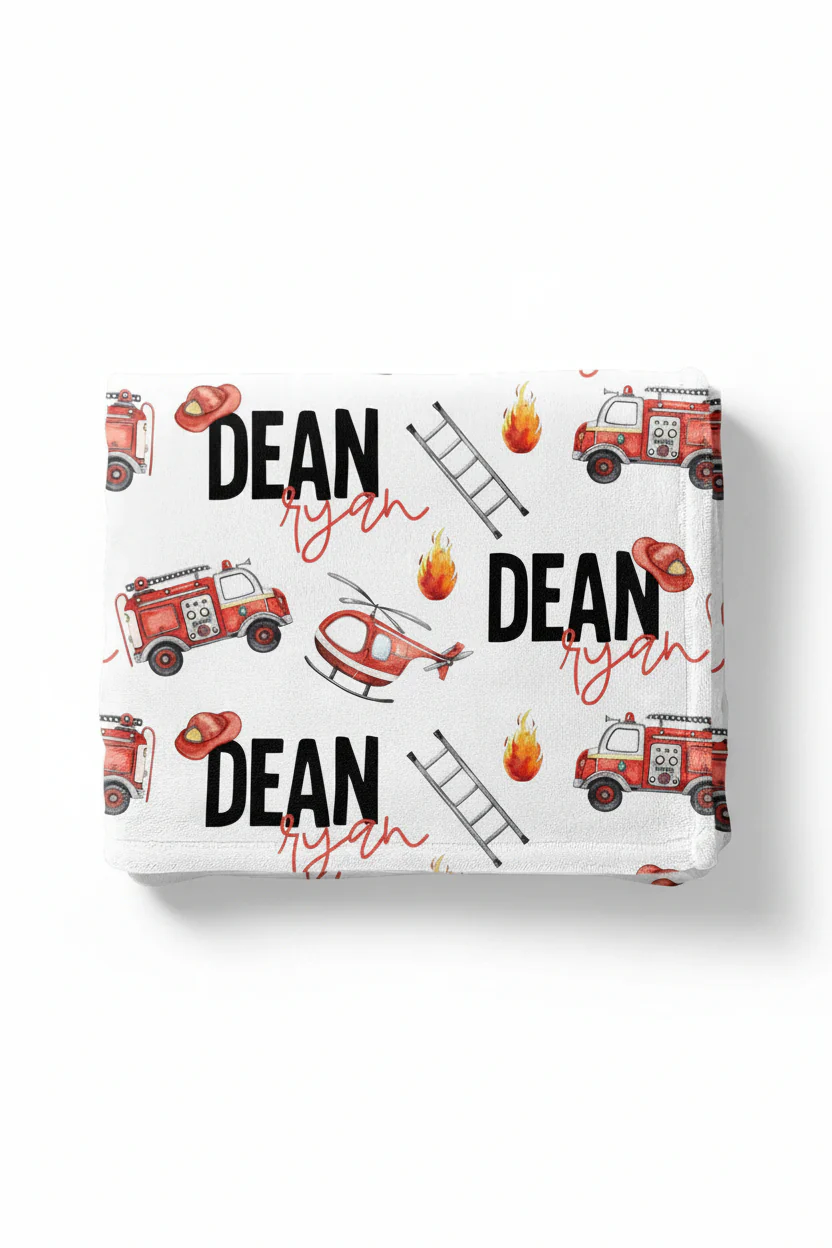 Firetrucks Personalized Toddler Blanket - Image 3