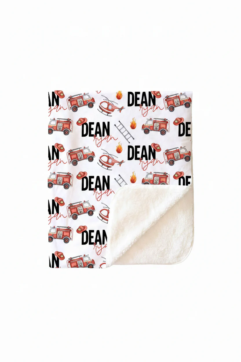 Firetrucks Personalized Toddler Blanket - Image 5