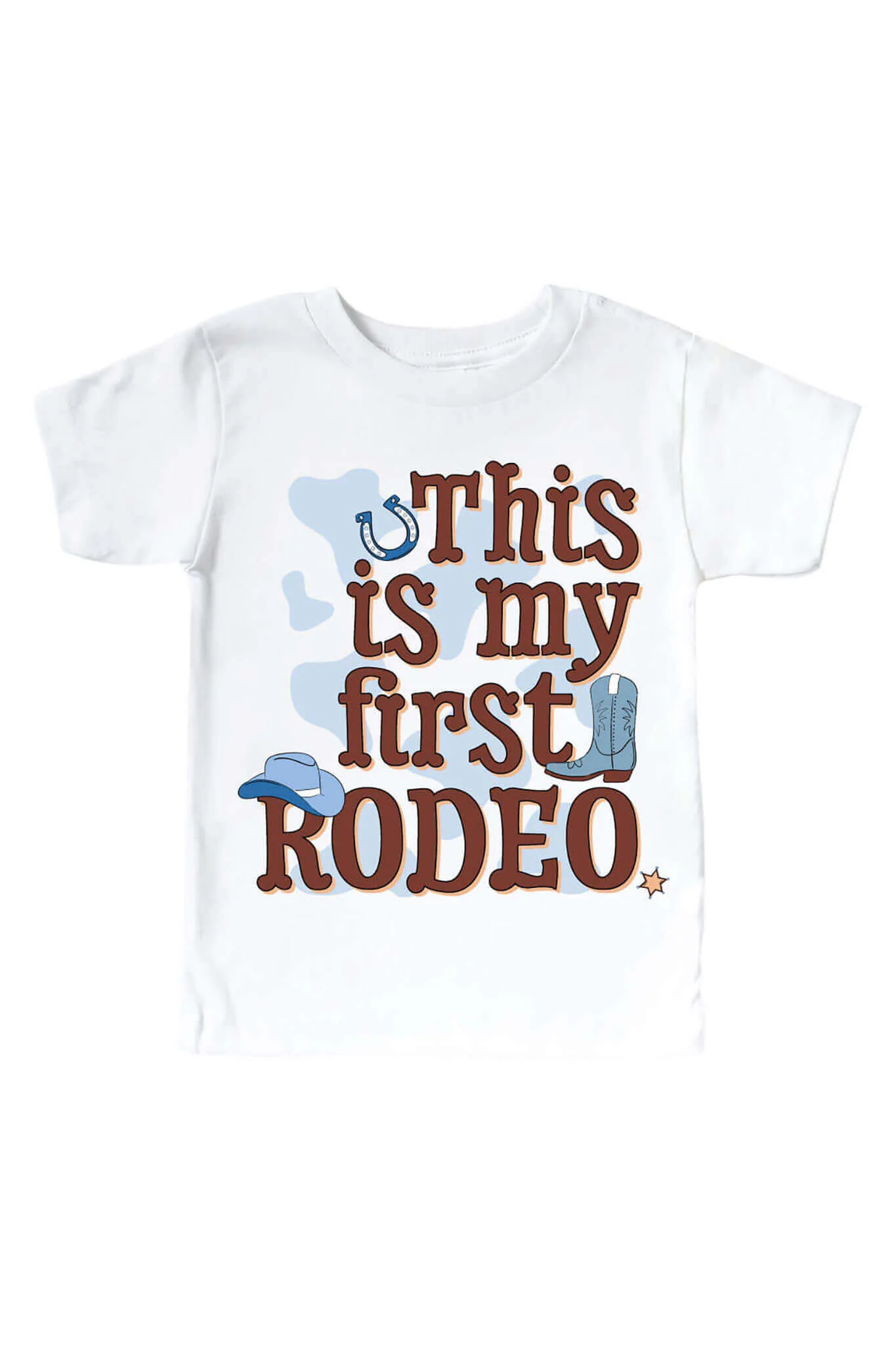 First Rodeo Blue Graphic Bodysuit & Kids Tee | White - Image 2