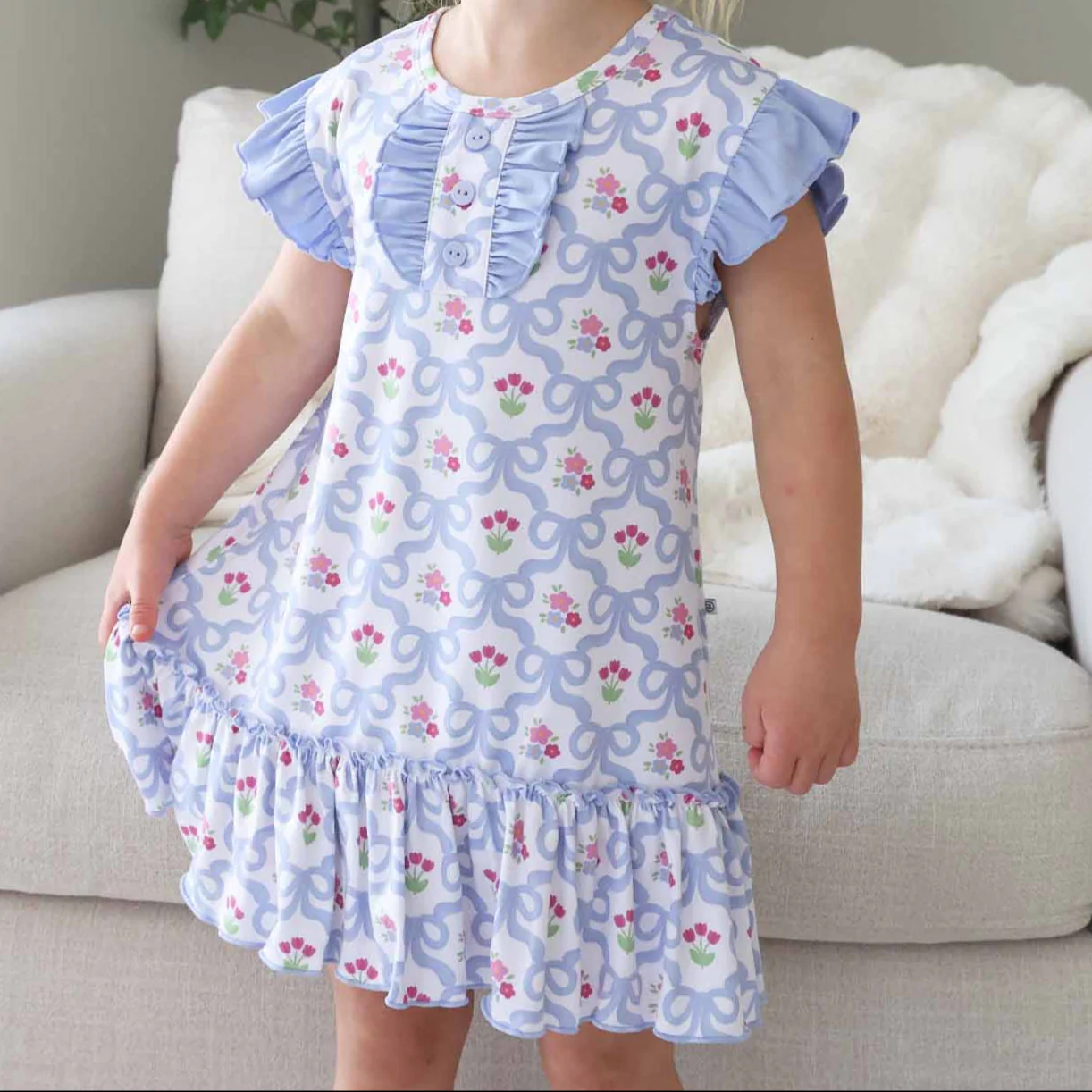 Flutter Sleeve Nightgown | Tied In Tulips - Image 5