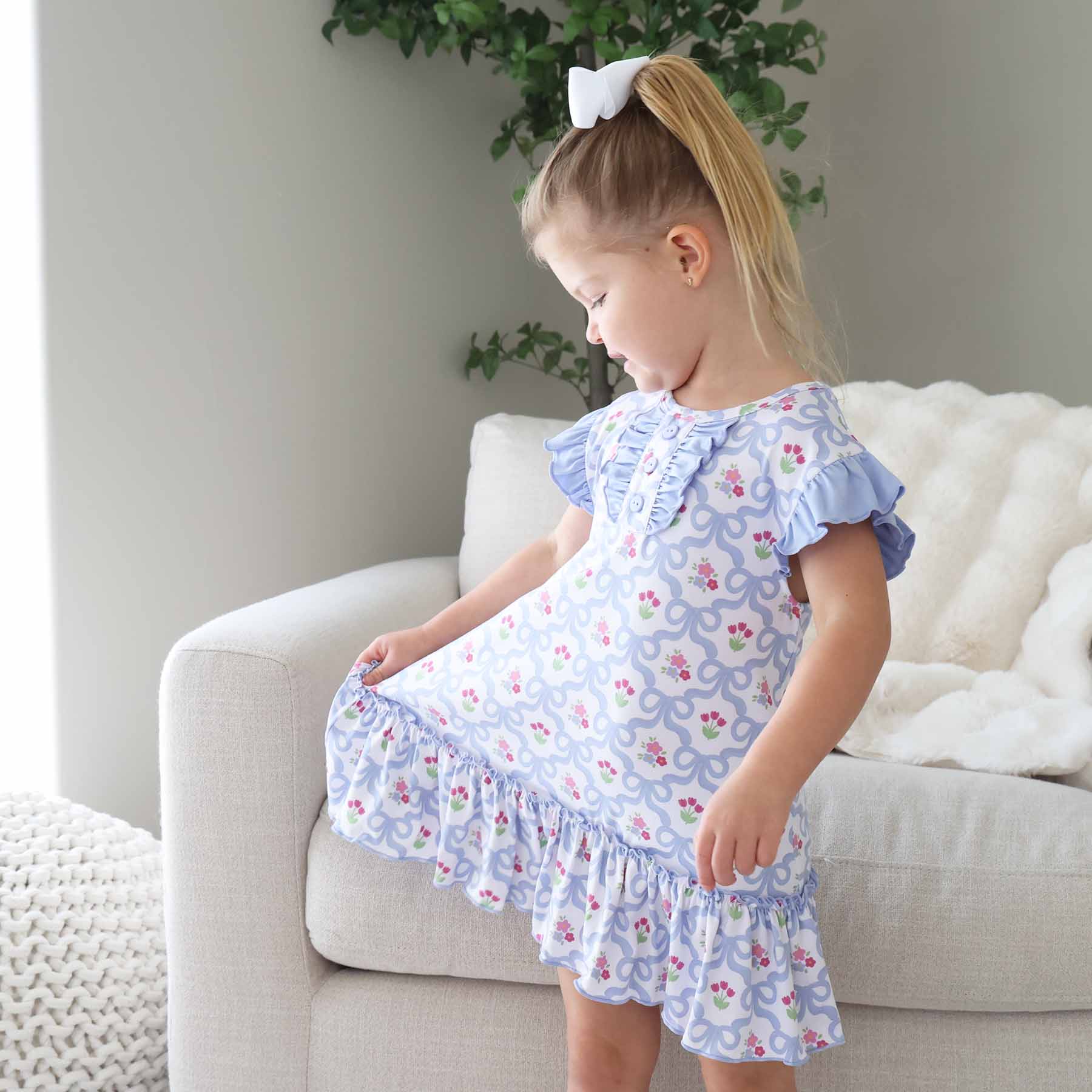 Flutter Sleeve Nightgown | Tied In Tulips - Image 8