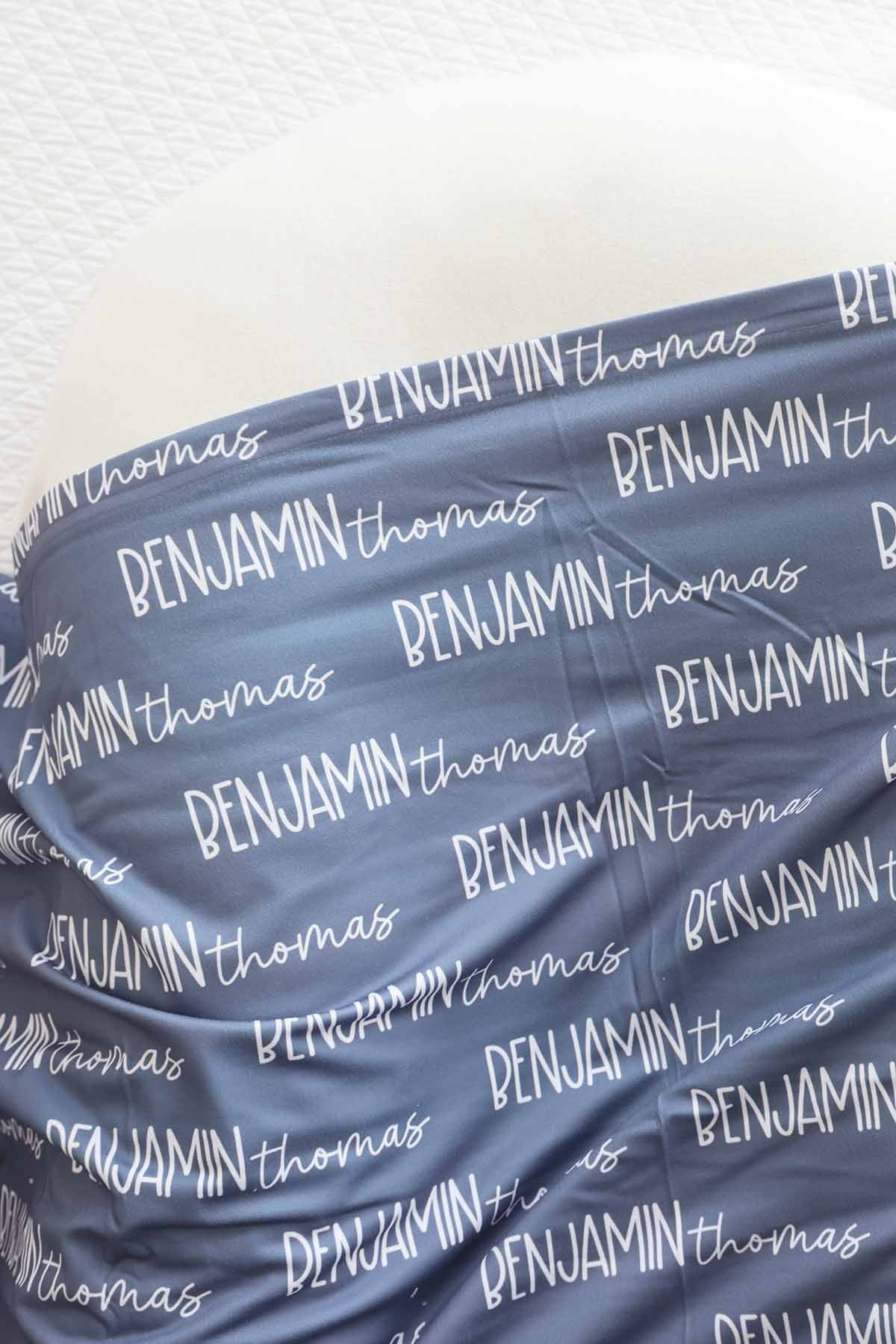 Personalized Baby Name Swaddle Blanket Font Duo | Best Selling Blues - Image 5