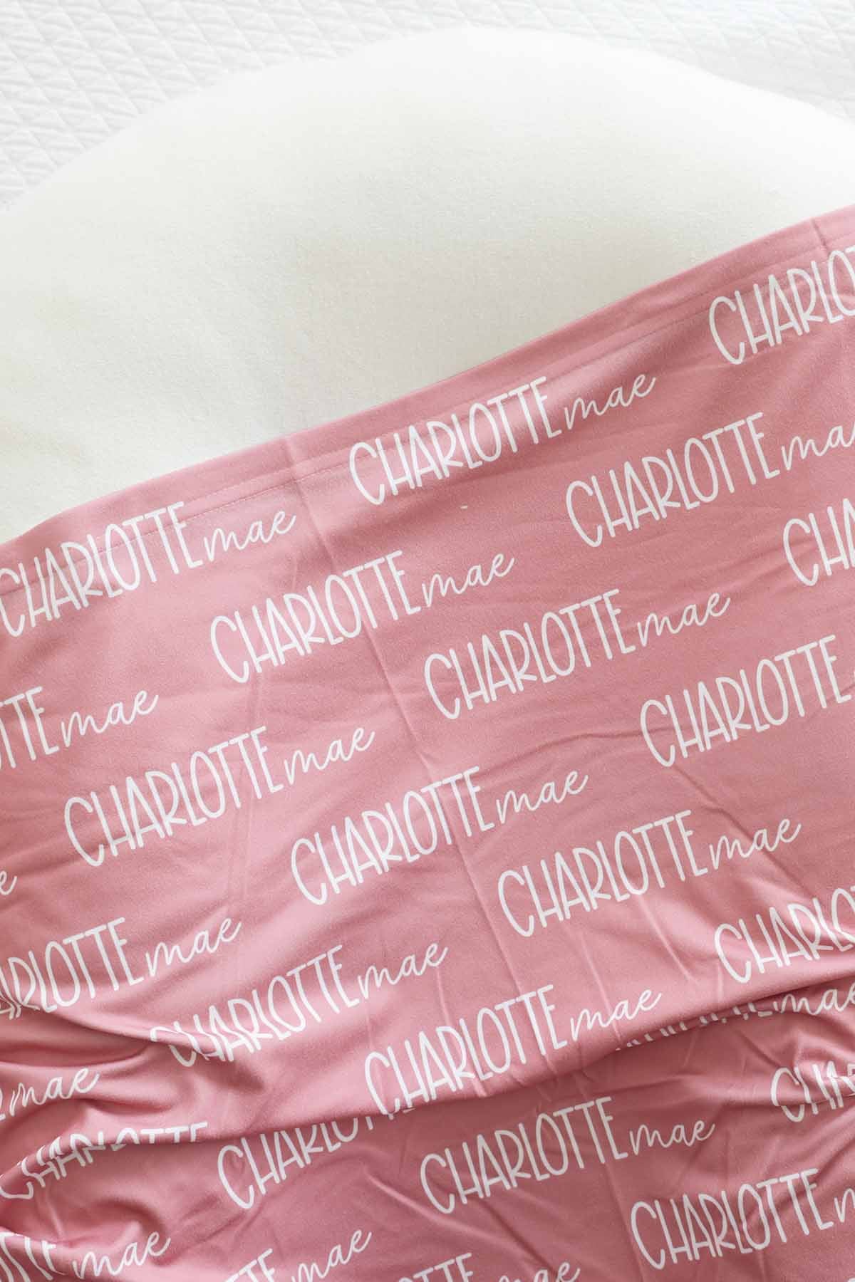 Personalized Baby Name Swaddle Blanket Font Duo | Best Selling Pinks - Image 3