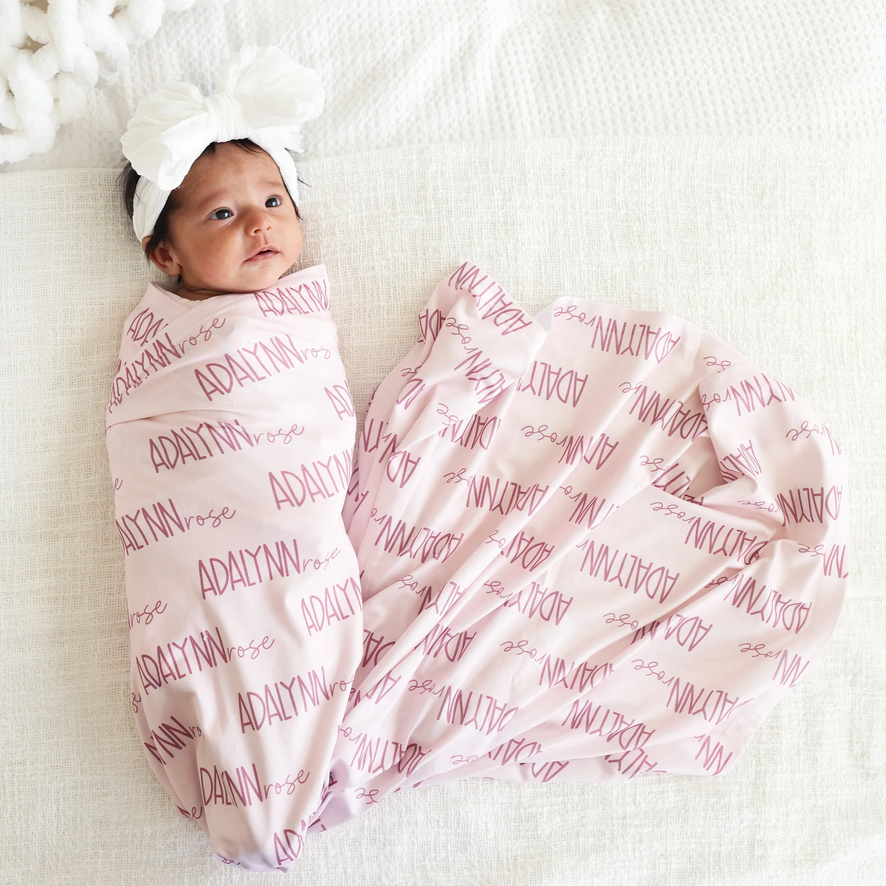 Personalized Baby Name Swaddle Blanket Font Duo | Pastel Cutie - Image 5