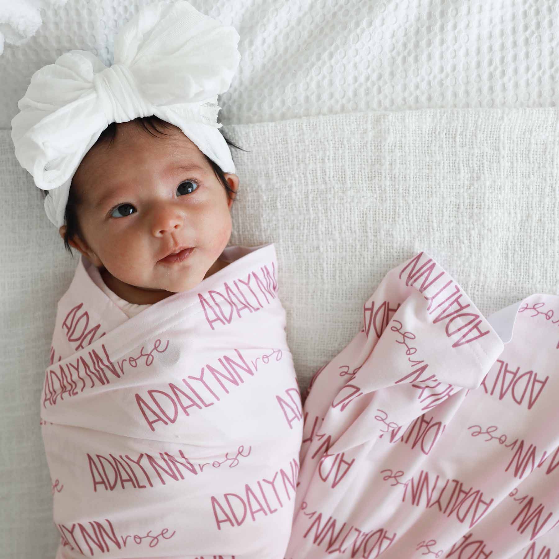 Personalized Baby Name Swaddle Blanket Font Duo | Pastel Cutie - Image 6