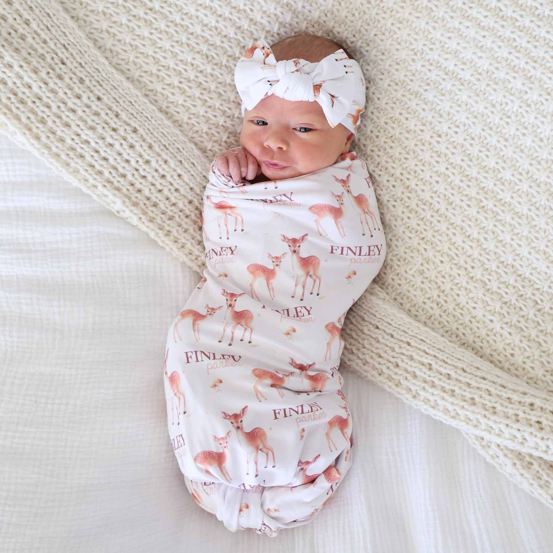 Friendly Fawns Knit Large Bow Headwrap - Image 3