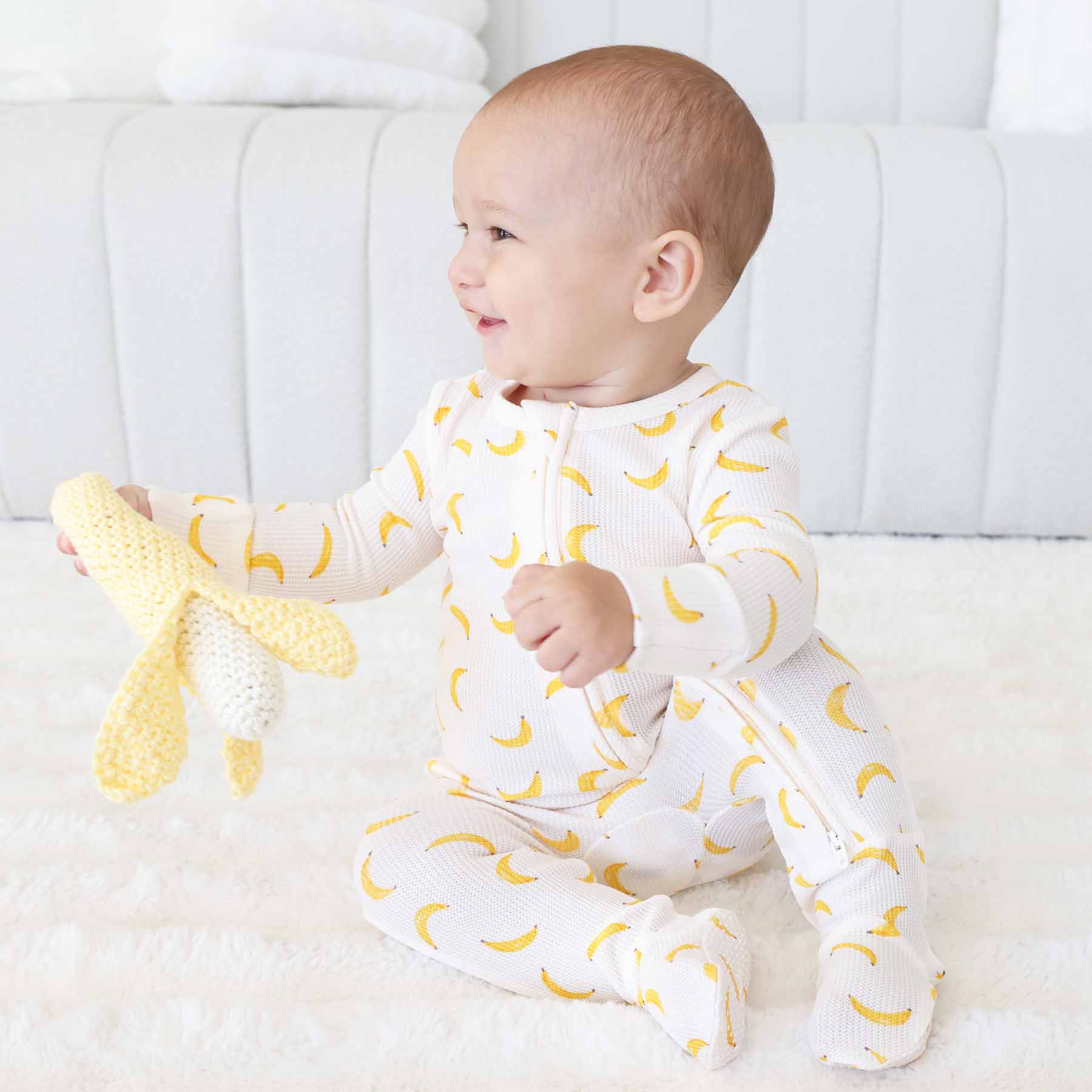 Go Bananas Bamboo Waffle Zipper Footie - Image 8
