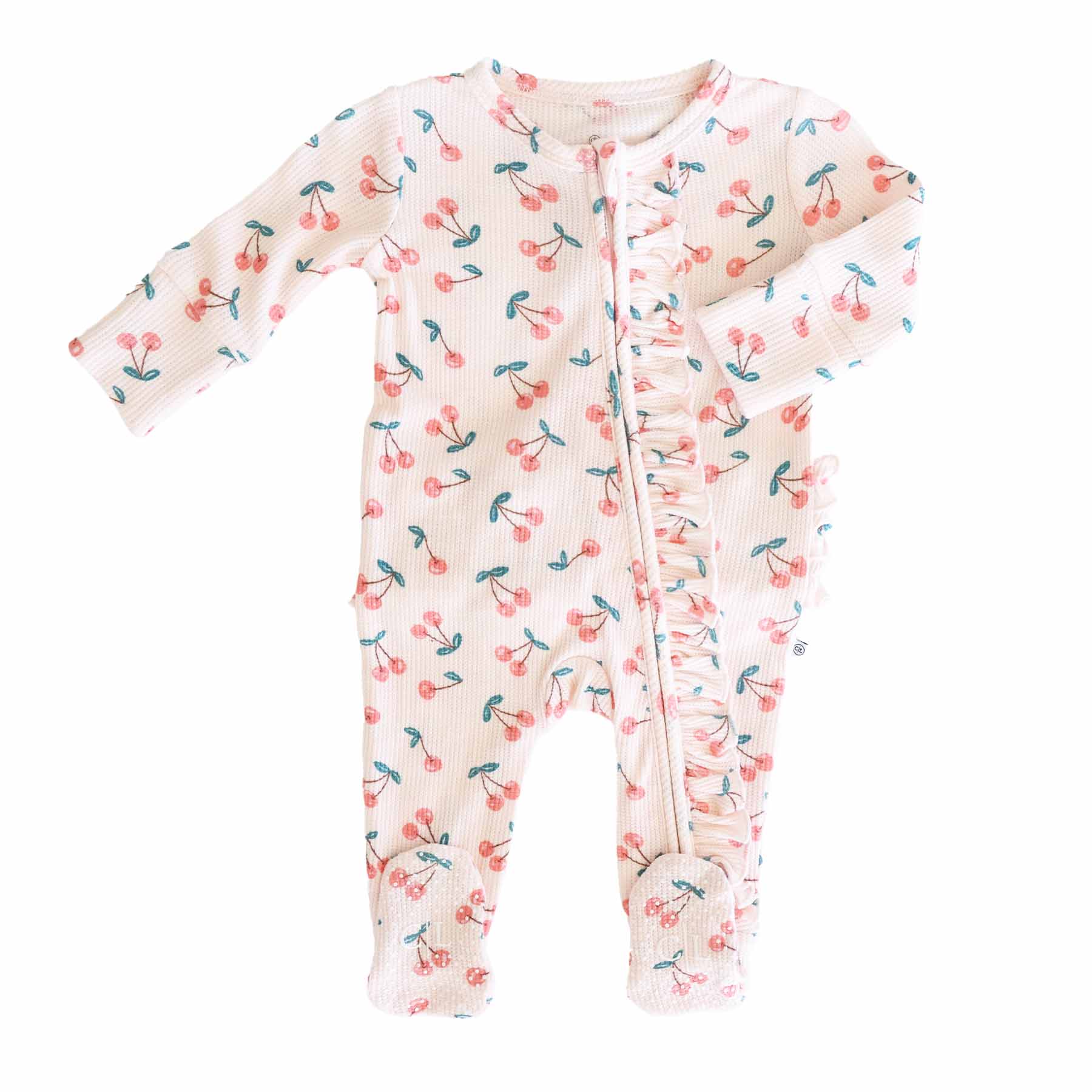 Fruit Bamboo Waffle Zipper Footies - Image 9