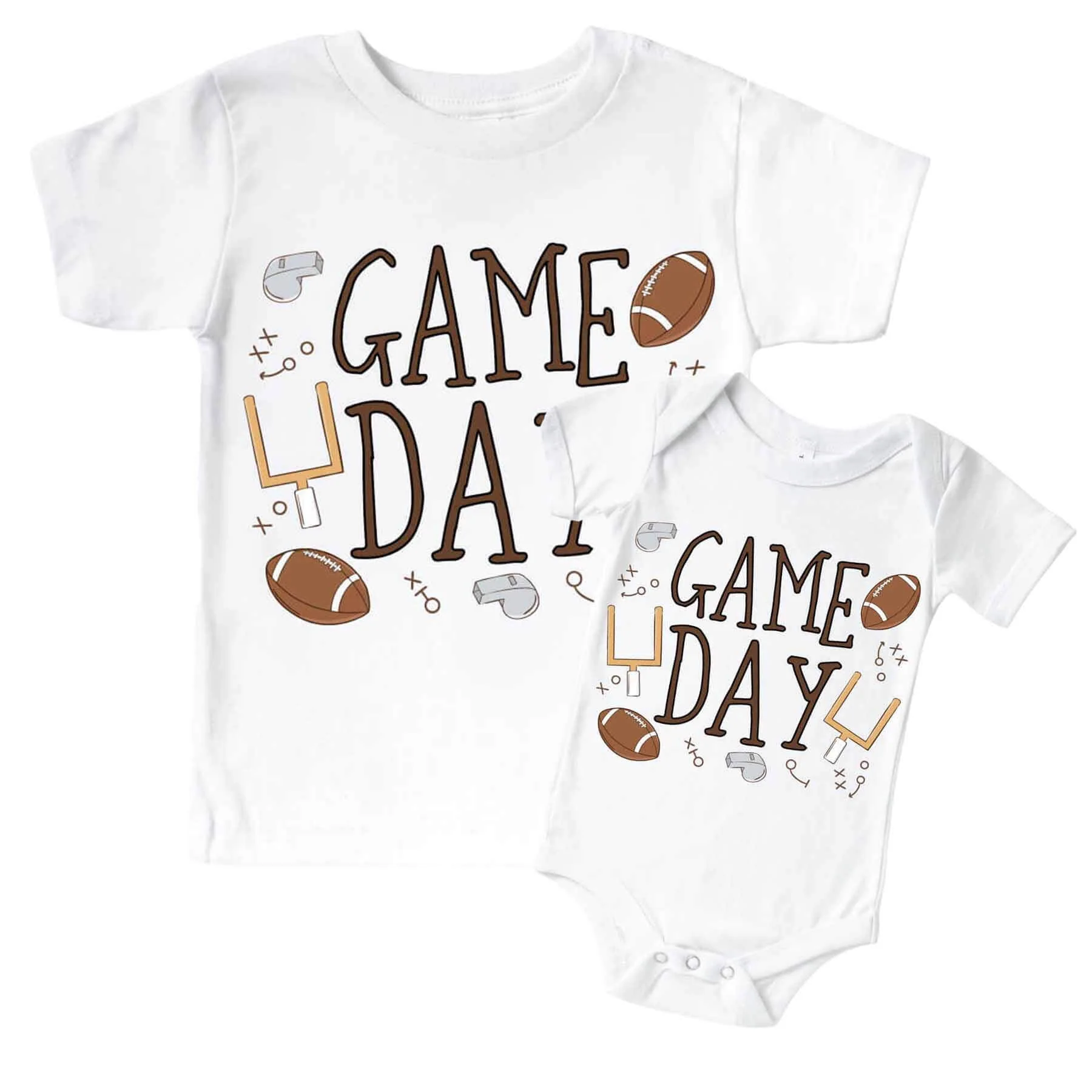 Game Day Neutral Graphic Bodysuit & Kids Tee | White
