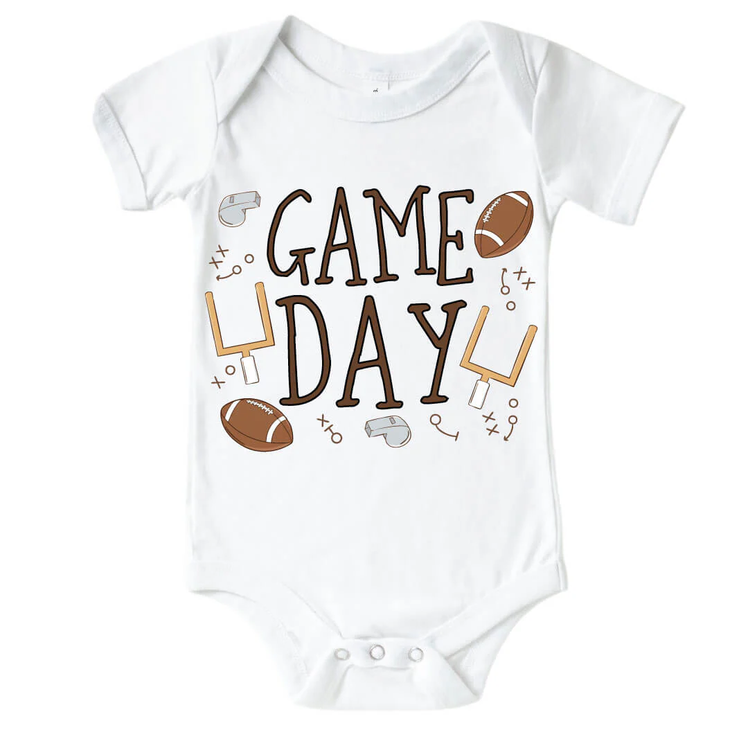 Game Day Neutral Graphic Bodysuit & Kids Tee | White - Image 2