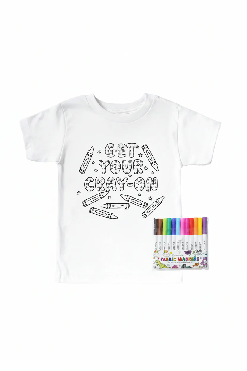 Get Your Cray-On Colorable Kids Graphic Tee | White
