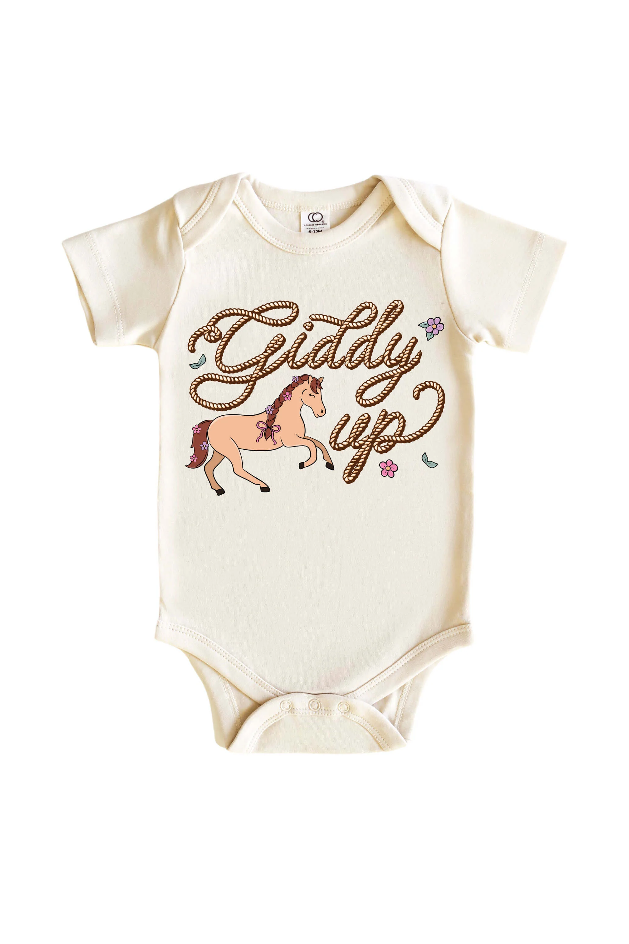 Giddy Up Pink Graphic Bodysuit & Kids Tee | Natural - Image 2