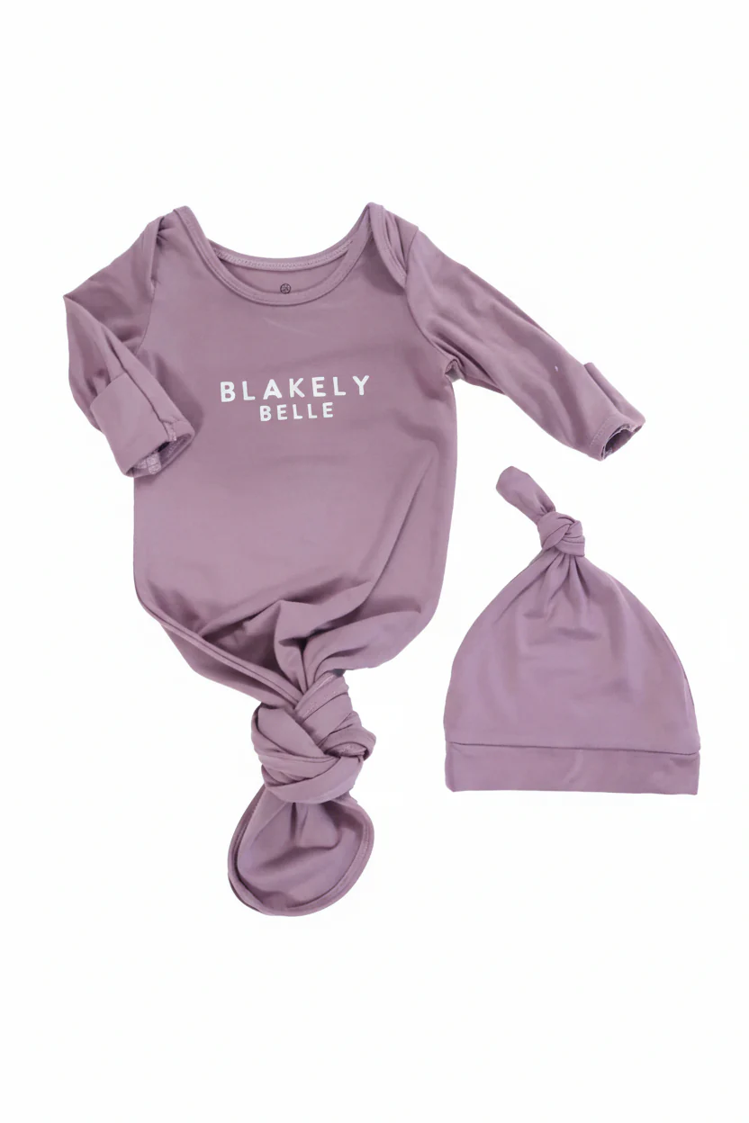 Girl Personalized Bamboo Newborn Baby Knot Gown & Hat - Image 19