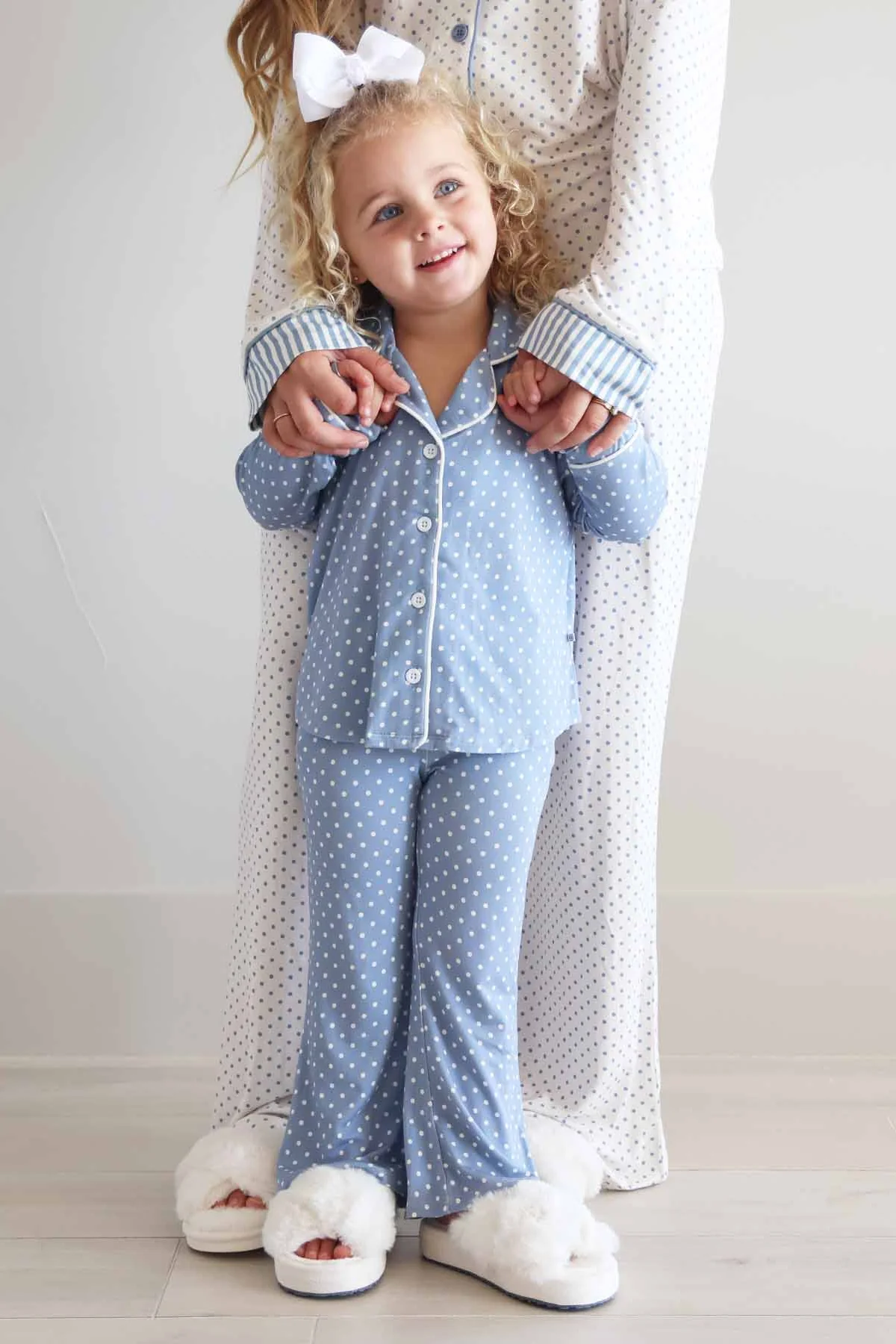 Girl's Two Piece Flare Lounge Set | Snuggle Spots Blue - Image 19